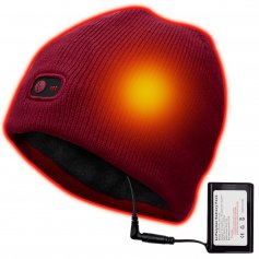 Rechargeable Electric Warm Heated Hat Winter Battery Beanie,7.4V Li-ion Battery Warm Winter Heated Cap ,3 Heat