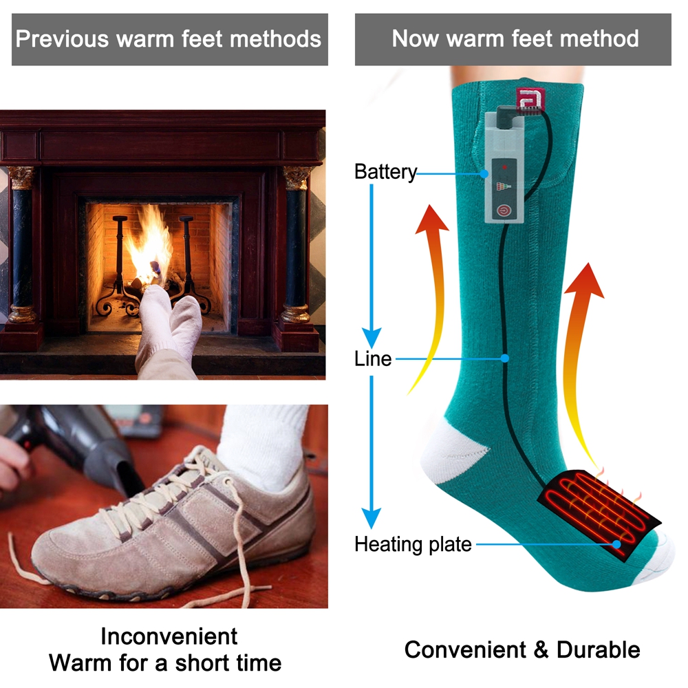 Heated Hot Boot Socks Men Women Electric Battery Heating Socks Winter Xmas Gift