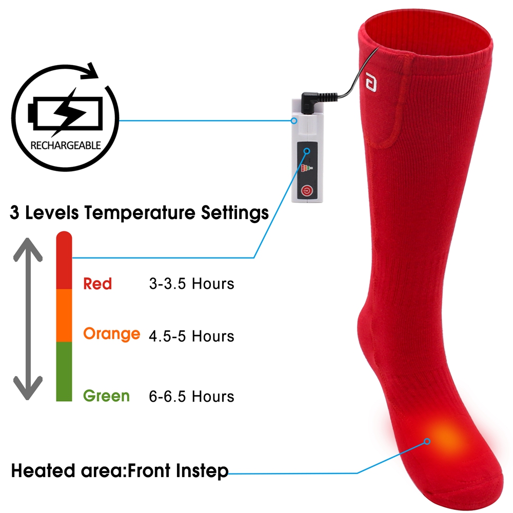 Global Vasion 3.7V Heated Socks,Battery Operated Ski Socks Rechargeable Unisex Warm Christmas Gift 3.7V Electric Heated Socks For Hunting