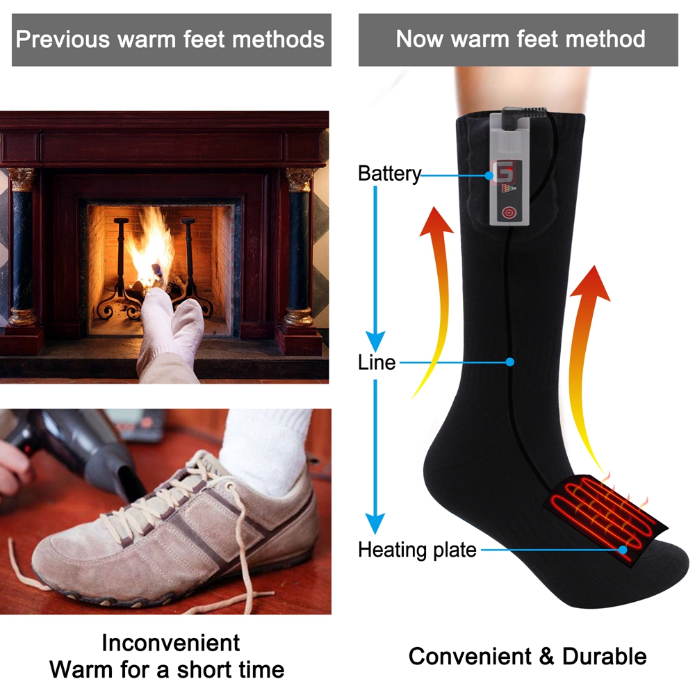 Global Vasion 3.7V Heated Socks Rechargeable Cold Winter For Man And ...